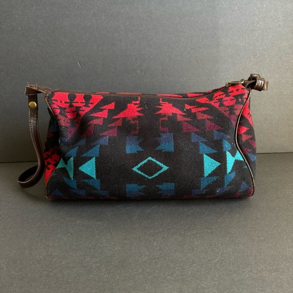 Pendleton Wool Shoulder Bag Navajo Print Multicolor Black Southwestern Western - Picture 7 of 16